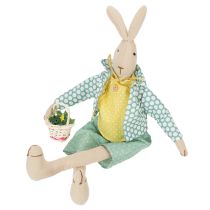 Artikel Paashaas van stof, konijn met kleren, paasdecoratie, jong konijn H46cm
