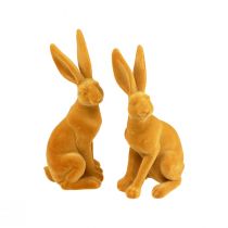 Artikel Paashaas Decoratief Konijnfiguur Pasen Geel Curry H12,5cm 2 st