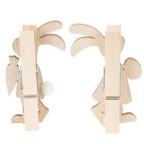 Artikel Decoratieve paashaasclips, roze en witte houten paasdecoraties, 7,5 cm, 4 stuks