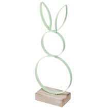 Artikel Paashaas Decoratie Metaal Hout Geel Mint Roze H21cm 3st