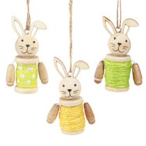 Artikel Paashazen om paasdecoratie op te hangen hout jute H6,5cm 9 st