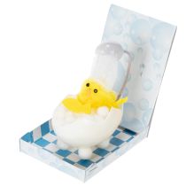 Artikel Paasdecoratie met kuikentje, chenille kuikentje in bad, geel, 9 cm