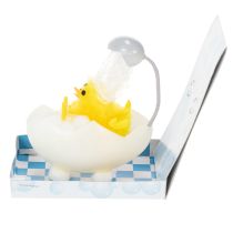 Artikel Paasdecoratie met kuikentje, chenille kuikentje in bad, geel, 9 cm