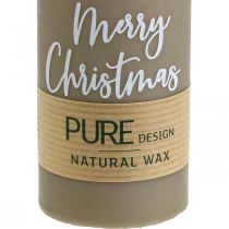 Artikel PURE stompkaarsen Merry Christmas 130/60mm wax bruin 4st