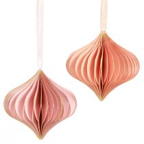 Artikel Papieren kerstversiering ui roze abrikoos Ø8cm 4 st