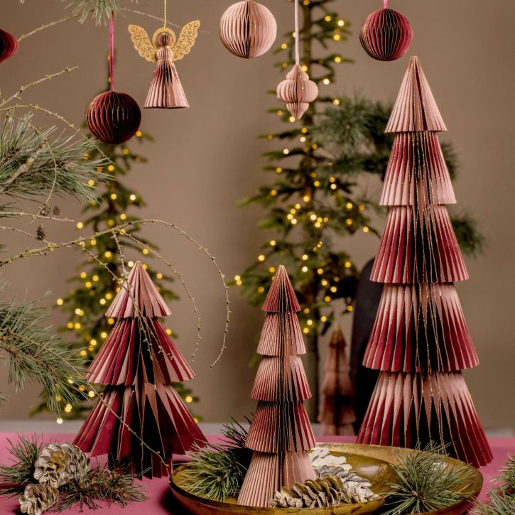 Artikel Papieren kerstboom klein bordeaux H30cm