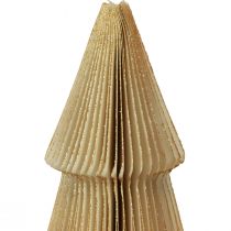 Artikel Papieren kerstboom klein crème goud H30cm