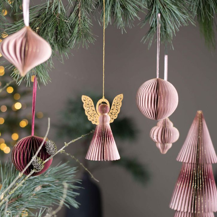 Artikel Papieren engel kerstengel decoratie wijnrood roze H12cm 4st