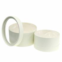 Bloembak rond karton creme Ø15,5/19cm set van 2