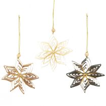 Artikel Papieren sterren kerstboomversiering wit bruin groen 10cm 6 st