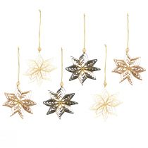 Artikel Kerstboomversiering van papierster 10 cm Wit Bruin Groen 6 stuks