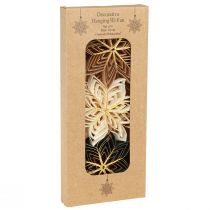 Artikel Kerstboomversiering van papierster 10 cm Wit Bruin Groen 6 stuks
