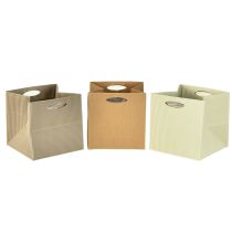 Artikel Papieren zak 12cm bruin crème beige cadeauzakje 6 stuks