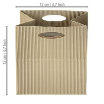 Artikel Papieren zak 12cm bruin crème beige cadeauzakje 6 stuks