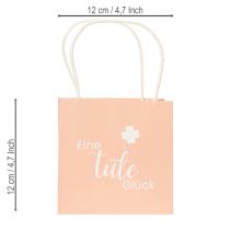 Artikel Cadeautasjes met de opdruk "Een tas vol geluk", ideaal voor leuke cadeautjes, 12 cm, 12 stuks
