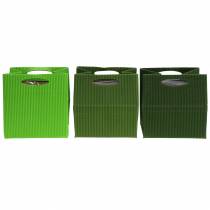 Artikel Papieren zak bloempot plantenbak groen mix 10,5cm 12 st