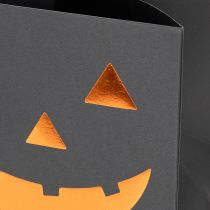 Artikel Bloempot in de vorm van een pompoengezicht van een papieren zak, Halloweenversiering, 10 cm, 6 stuks