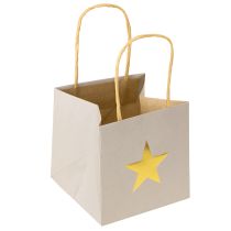 Artikel Papieren zakken met ster en handvat grijs assorti 10,5×10,5cm 9st