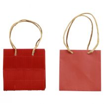 Papieren zakken rood met handvat cadeauzakjes 10,5×10,5cm 8st