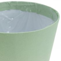 Papieren pot, mini bloempot, cachepot blauw/groen Ø9cm H7.5cm 4st