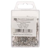 Artikel Bloemisten- en decoratiespelden met parelkop, zilver, Ø4mm, 40mm, 150 stuks