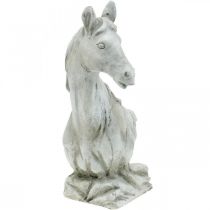 Paardenkop buste deco figuur paard keramiek wit, grijs H31cm