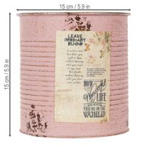 Artikel Bloempot, antieke roos, decoratieve metalen doos, vintage, Ø15,5 cm H15 cm