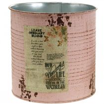 Artikel Plantenbak oud roze sierdoos metaal vintage Ø15.5cm H15cm
