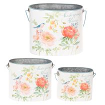 Artikel Ovale vintage bloempot voor lentedecoratie, metaal, 26/22/17 cm, set van 3