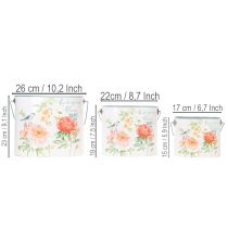 Artikel Ovale vintage bloempot voor lentedecoratie, metaal, 26/22/17 cm, set van 3