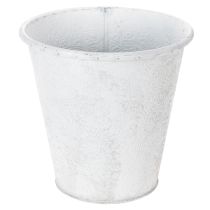 Artikel Bloempot, plantenbak met ornamenten, metalen decoratie wit, grijs Ø20,5cm H19,5cm
