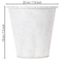 Artikel Bloempot, plantenbak met ornamenten, metalen decoratie wit, grijs Ø20,5cm H19,5cm