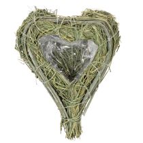 Artikel Decoratief hartje van natuurlijk gras met folie-inzetstuk, 14 cm, 2 stuks