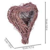 Artikel Hartvormige schaal met takjes en folie-inzetstuk voor bloemstukken, 14 cm, 2 stuks