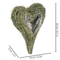 Artikel Plantenhart gemaakt van natuurlijk materiaal met folie-inzetstuk, 22 cm, 2 stuks