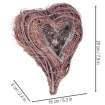 Artikel Decoratief hart gemaakt van takjes met plantfolie, 20 cm, 2 stuks