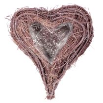 Artikel Decoratief hart gemaakt van takjes met plantfolie, 20 cm, 2 stuks