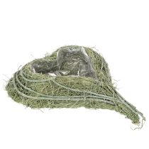 Artikel Hartvormige schaal van natuurlijk gras met folie om in te planten, 38 cm