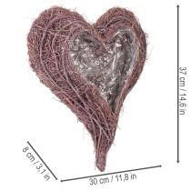 Artikel Hartvormige kom gemaakt van takjes met een inzetstuk van folie, 37 cm