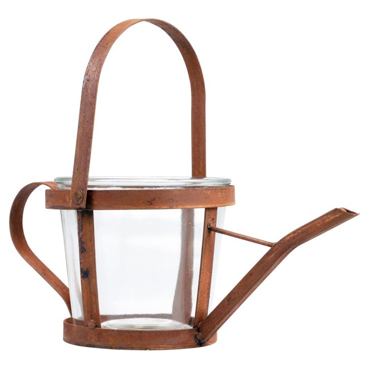 Gieter decoratie lantaarn plantenpot tuindecoratie roest 29cm