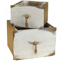Plantenbak houten lade Shabby Chic 14/19cm set van 2