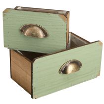 Artikel Plantenbak houten lades decoratie 22/18cm set van 2 stuks
