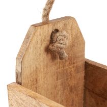 Artikel Houten plantenbak met handvat, vierkant, natuurlijk jute 27x12x17cm