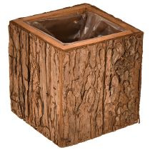 Artikel Vierkante houten plantenbak met dennenschors en plantenbak 12×12cm