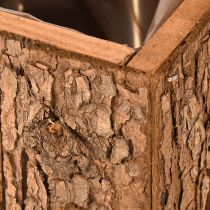 Artikel Vierkante houten plantenbak met dennenschors en plantenbak 12×12cm