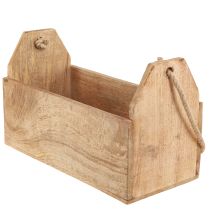 Artikel Plantenbak van natuurlijk jutehout met handvat 35x16x21,5cm