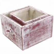 Artikel Plantenbak shabby chic decoratieve lade rood wit set van 2