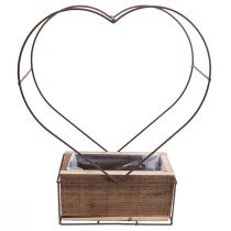 Artikel Plantenbak houten hart decoratief roest H41cm/39cm set van 2