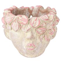 Artikel Plantenkop bloempot om op te hangen betonlook roze H13cm