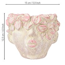 Artikel Plantenkop bloempot om op te hangen betonlook roze H13cm
